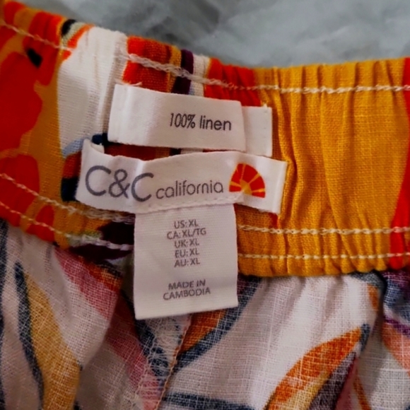 C & C California Linen Lemon Pants - Picture 4 of 4